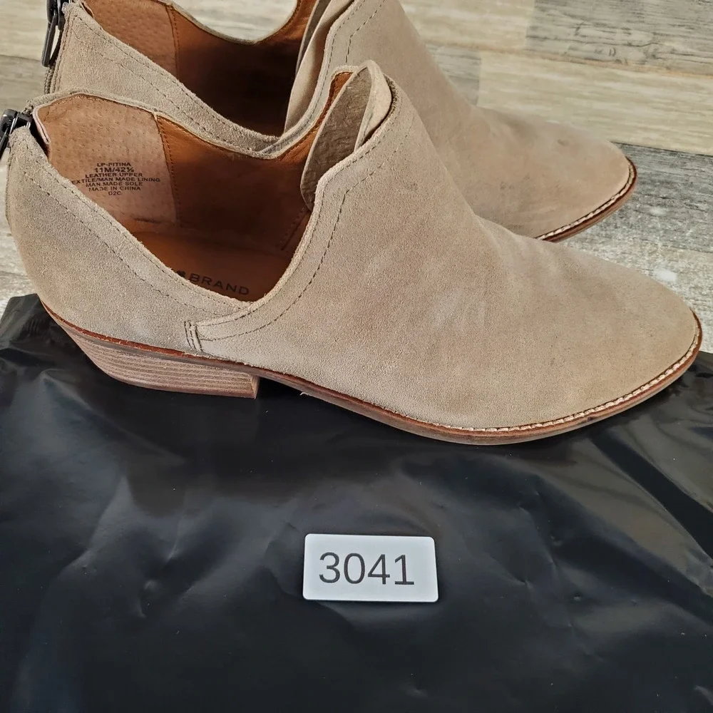 Lucky Brand Fitina Womens Booties Sz 11 M‎ Oiled Suede Back Zip Round Toe Boots